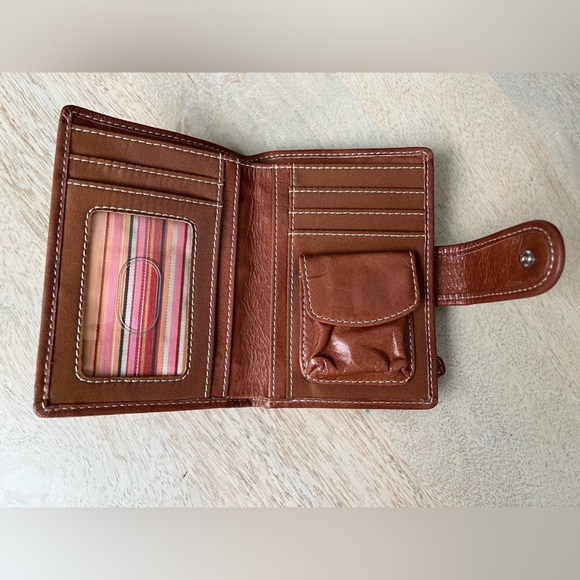 FOSSIL leather wallet sample, Never Used, flower floral womens tab wallet - Picture 3 of 5